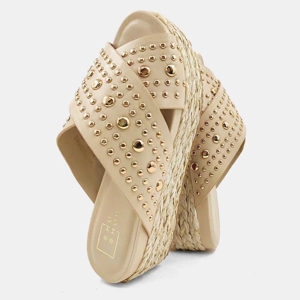 SHUSHOP Women's Beige Kaia Platform Sandals Size 8 NWT - Picture 2 of 11